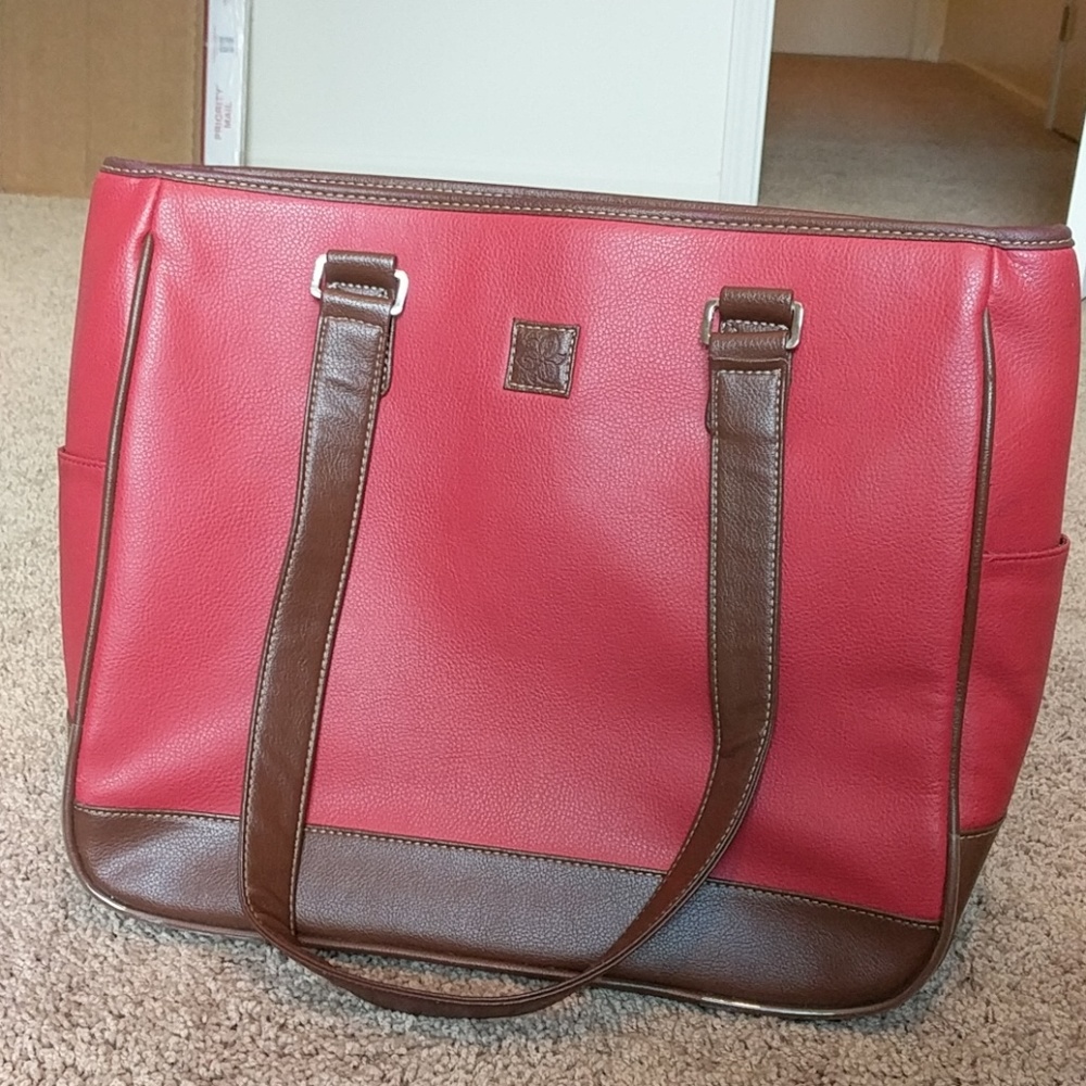 Red and brown work bag